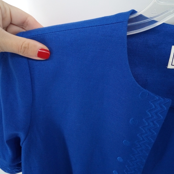 Jessica Howard Petite Blue 2 Piece Dress Open Cardigan Set Cruise Resort Lined 6 - Picture 7 of 12